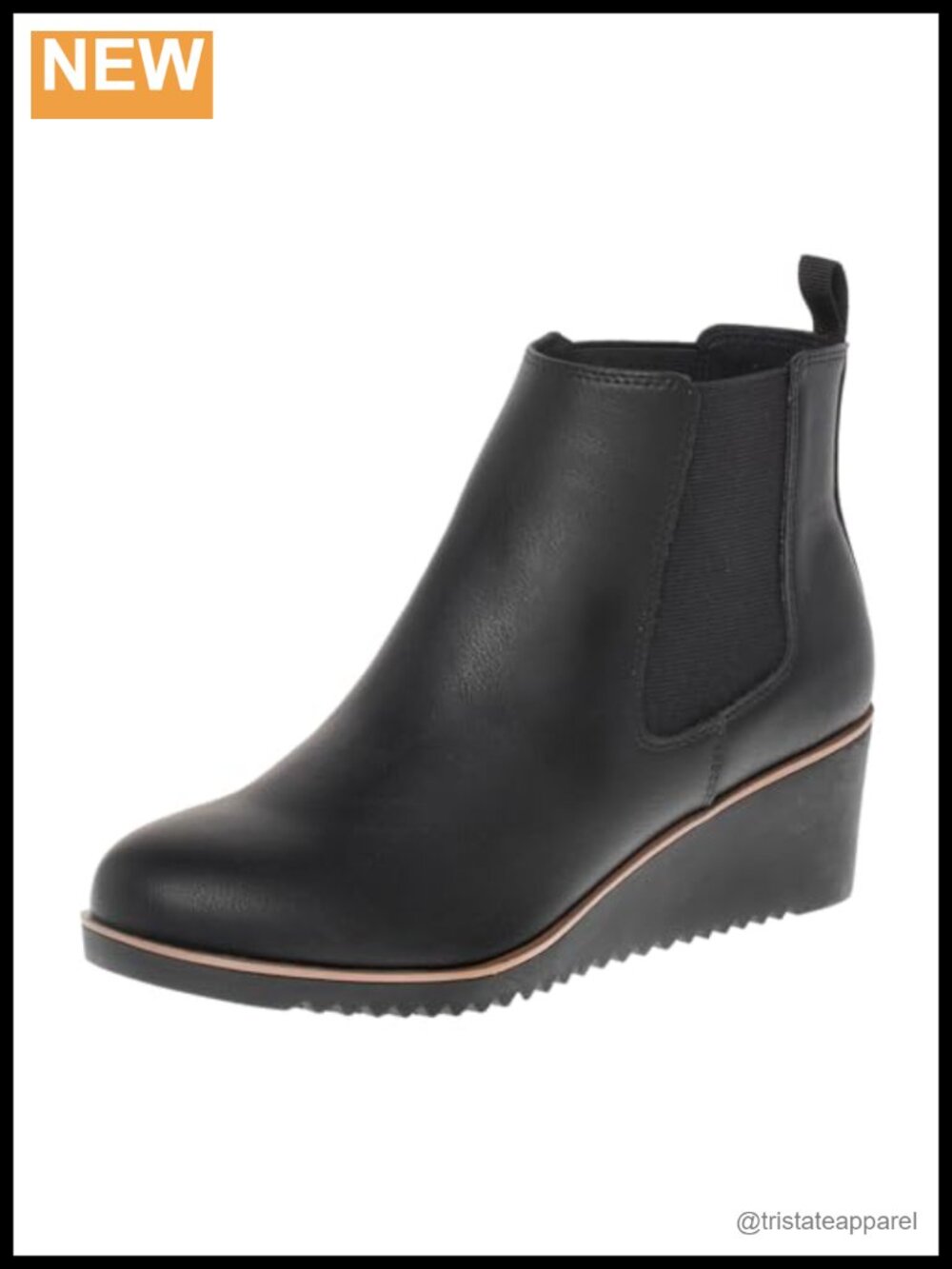 Womens Comfort Plus Lou Chelsea Wedge Bootie Memory Foam Faux Leather Slip-On
